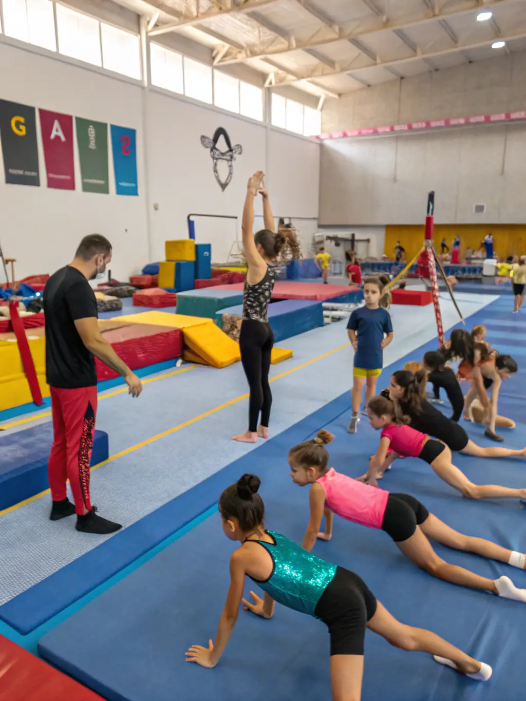 A vibrant image of people of all ages participating in a gymnastics class at ENERGYM, highlighting the inclusivity of the programs.